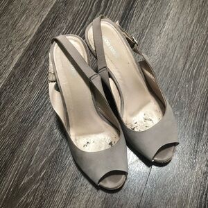 Gino Rossi Taupe Suede Peep Toe Cork Wedge Sandals – EU 38 (US 7.5)